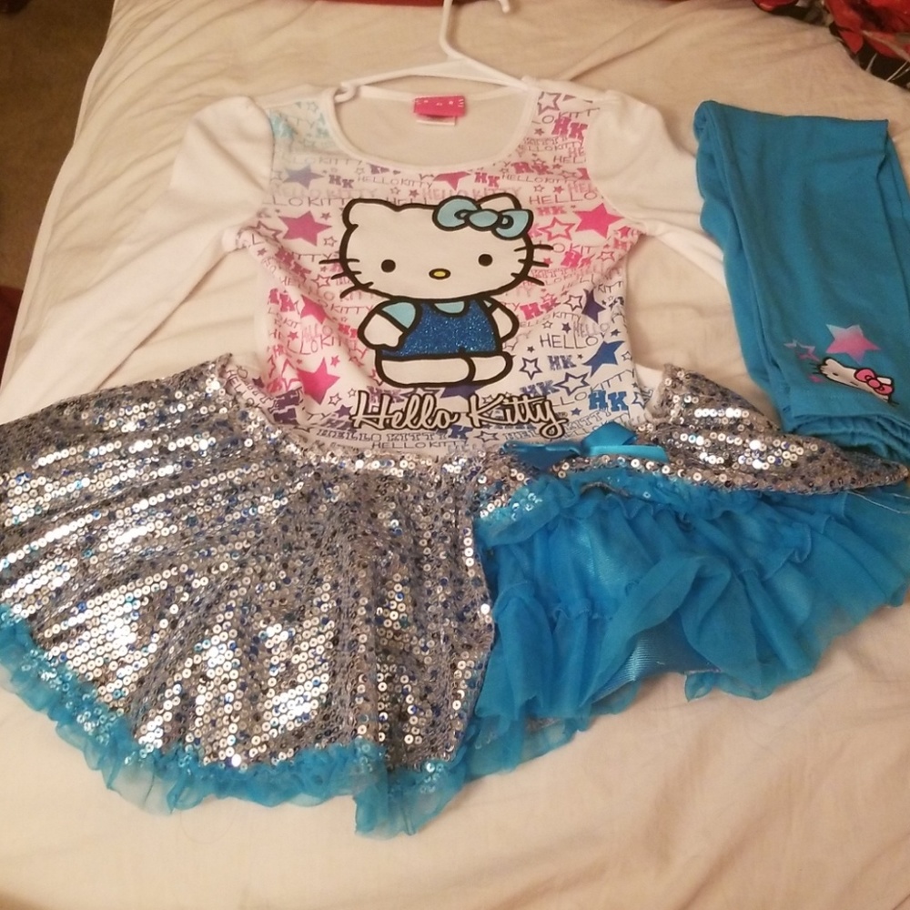 Leggings with shirt connected to skirt